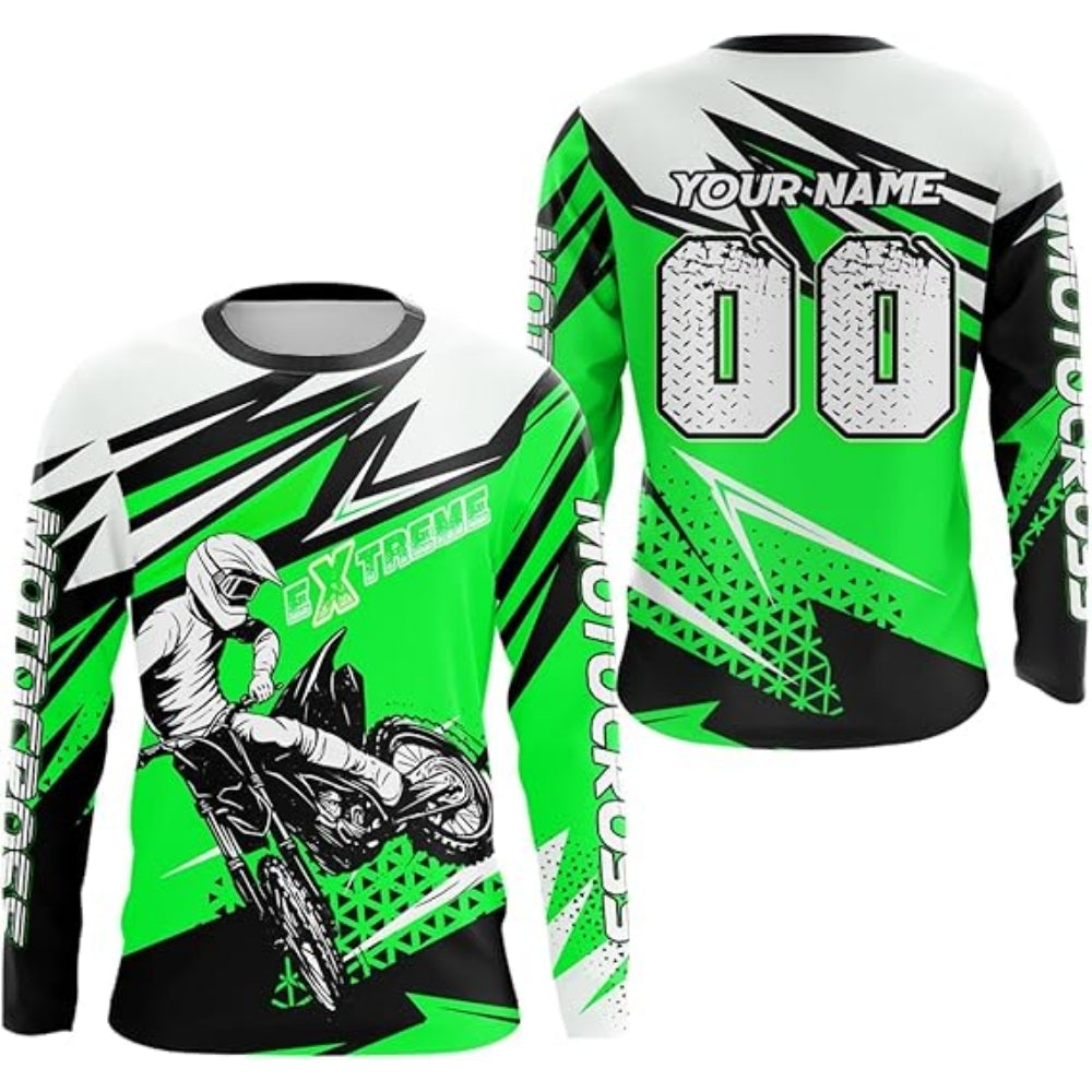 Personalised Motocross Long Sleeve Jersey Orange For Men, Custom Motocross Shirts MZ0013