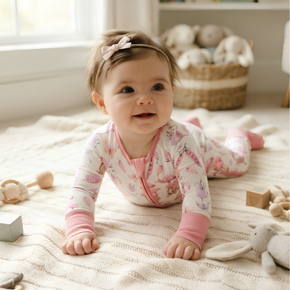 Pink Mushroom Baby Convertible Romper Zipper, Mushroom Baby Girl Romper Convertible BB0875