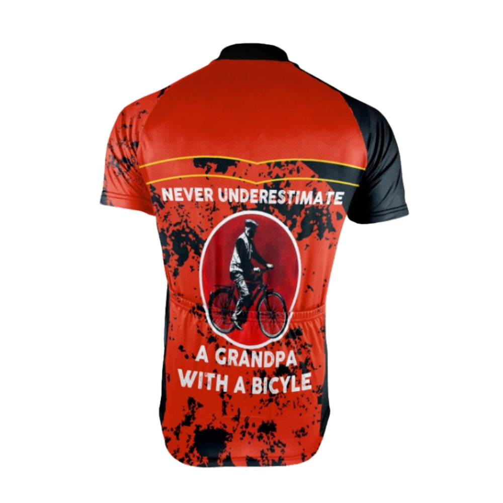 Never Underestimate A Grandpa With A Bicycle Custom Men's Cycling Short Sleeve Jersey, Custom Funny Grandpa Cycling Jersey CG0670