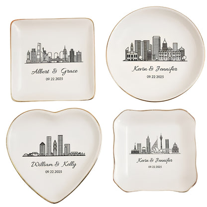 Custom City Engagmeny Wedding Ring Dish, Personalized Engagement Jewelry Dish With City WD0177