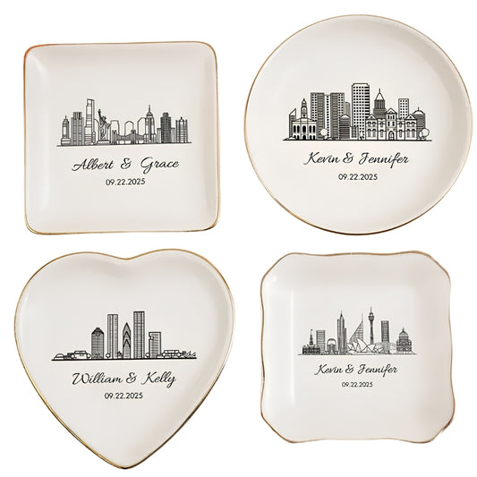Custom City Engagmeny Wedding Ring Dish, Personalized Engagement Jewelry Dish With City WD0177