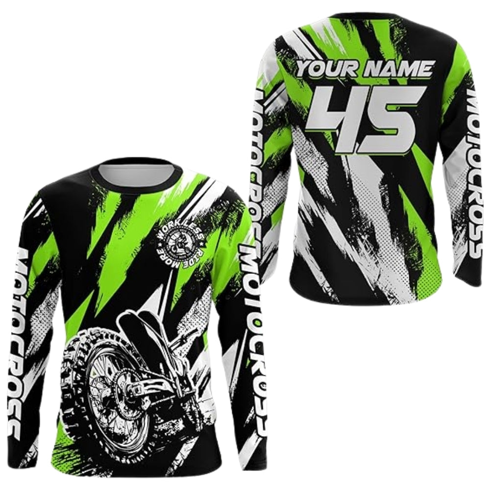 Custom Name Number Motocross Long Sleeve Men Jersey Black Red, Custom Racing Dirt Bike Shirts MZ0088