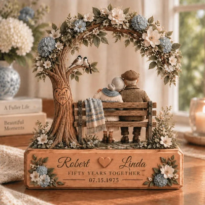 Fifty Years Together Custom Couple Name Wooden Plaque, Custom 50th Wedding Anniversary Wooden Block WD0819