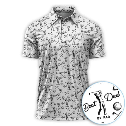 Best Dad By Par Golf Polo Shirt Men Black White, Father's Day Golf Shirts GE0416