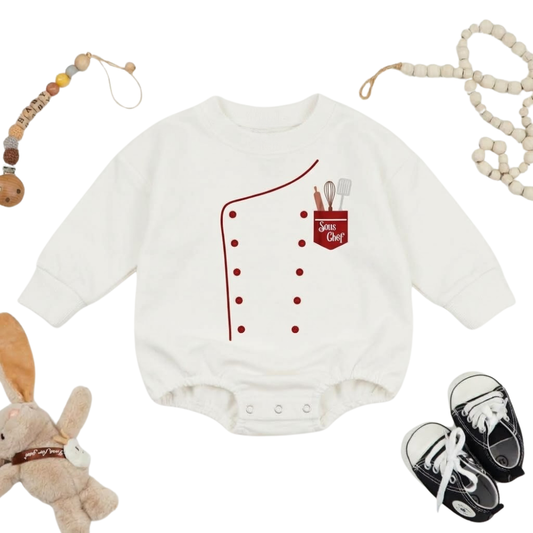 Sous Chef Baby Romper Sweatshirt, Baby Chef Romper Sweater BB0867