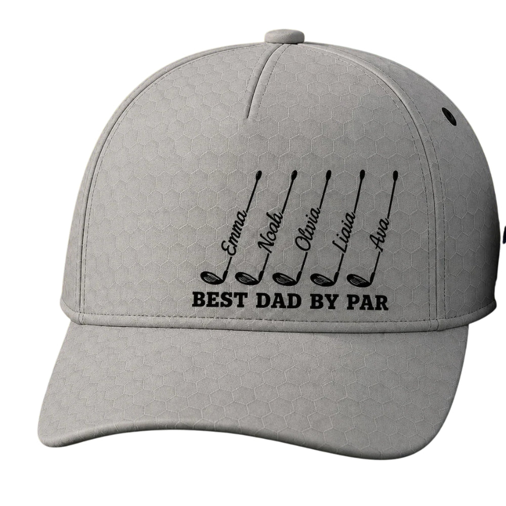 Best Dad By Par Personalized Father Day Golf Baseball Cap With Kid Names, Custom Dad Grandpa Golf Hat 3D Printed CP0504