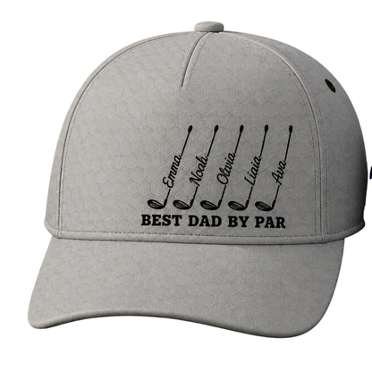 Best Dad By Par Personalized Father Day Golf Baseball Cap With Kid Names, Custom Dad Grandpa Golf Hat 3D Printed CP0504