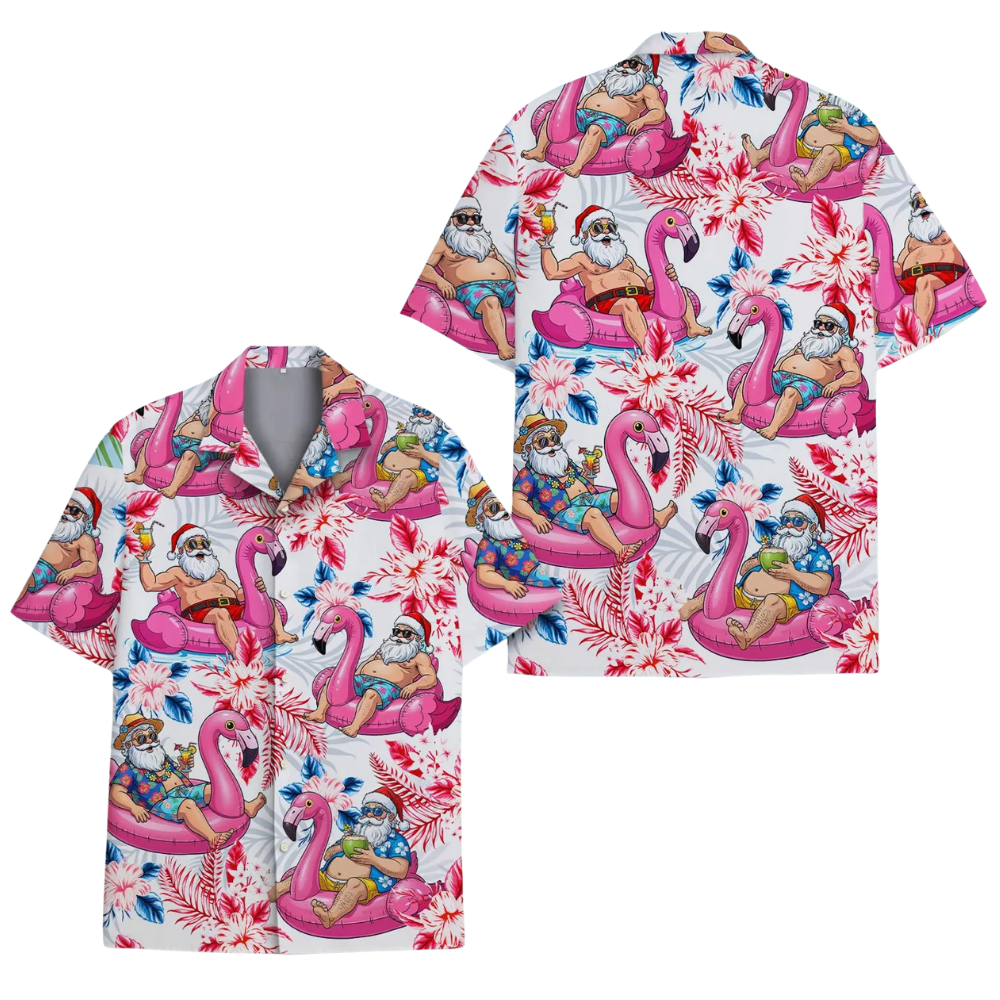 Santa Tropical Beach Hawaiian Shirt Men Women, Xmas In July Hawaiian Shirts HE0463