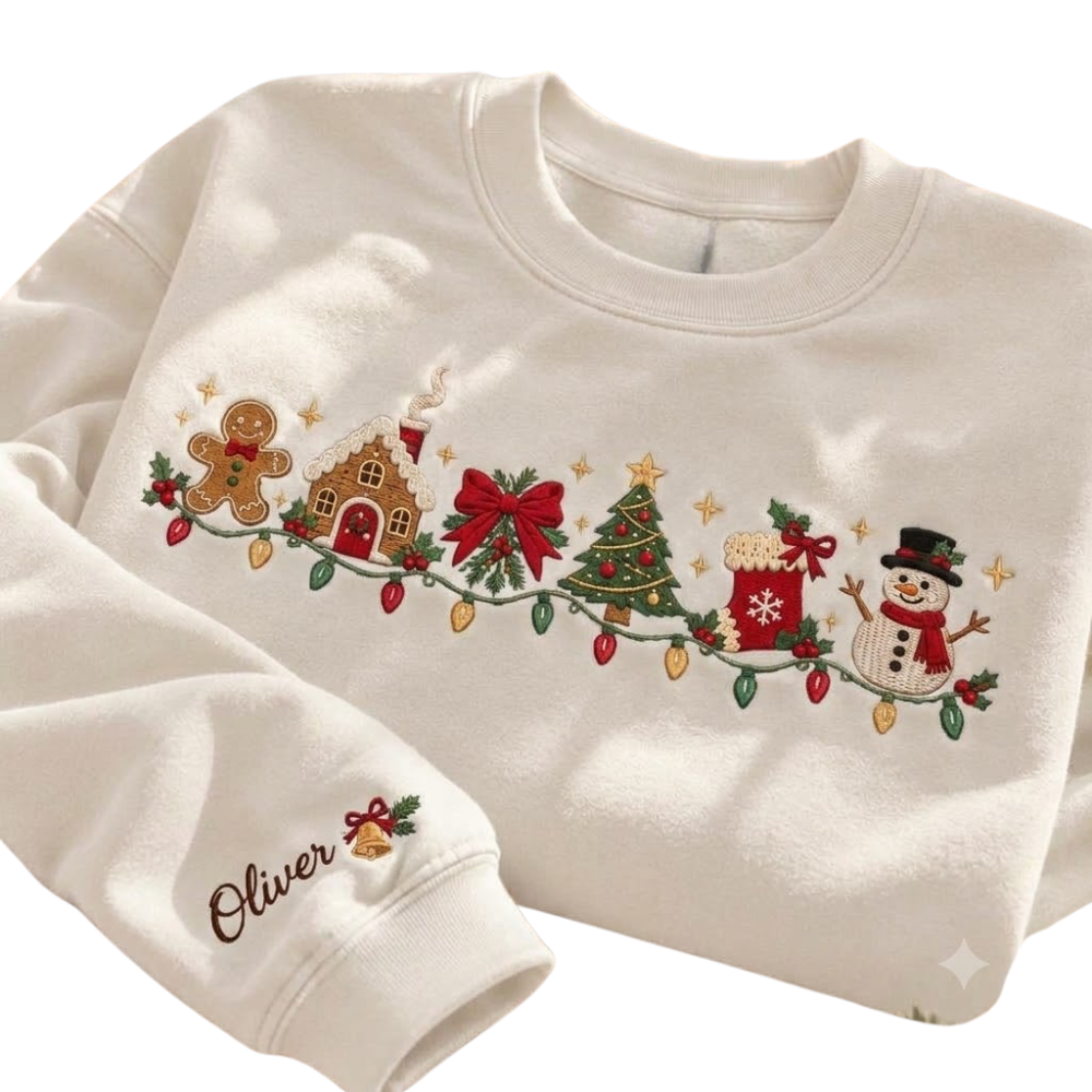 Christmas Custom Name Embroidered Sweatshirt For Women Men, Personalized Christmas Sweatshirt 2D1231