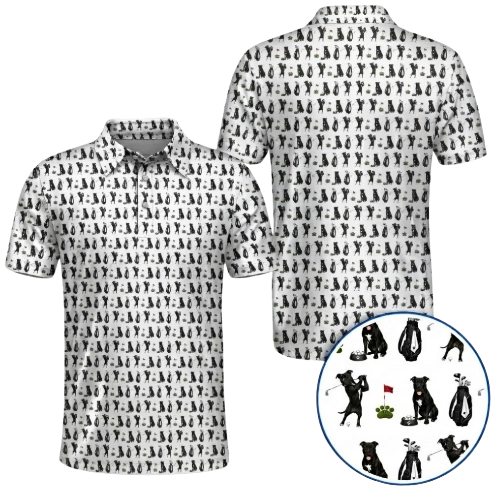 Pit Bull Golfing Men's Golf Polo Shirt, Pit Bull Lover Golf Shirt GZ0380