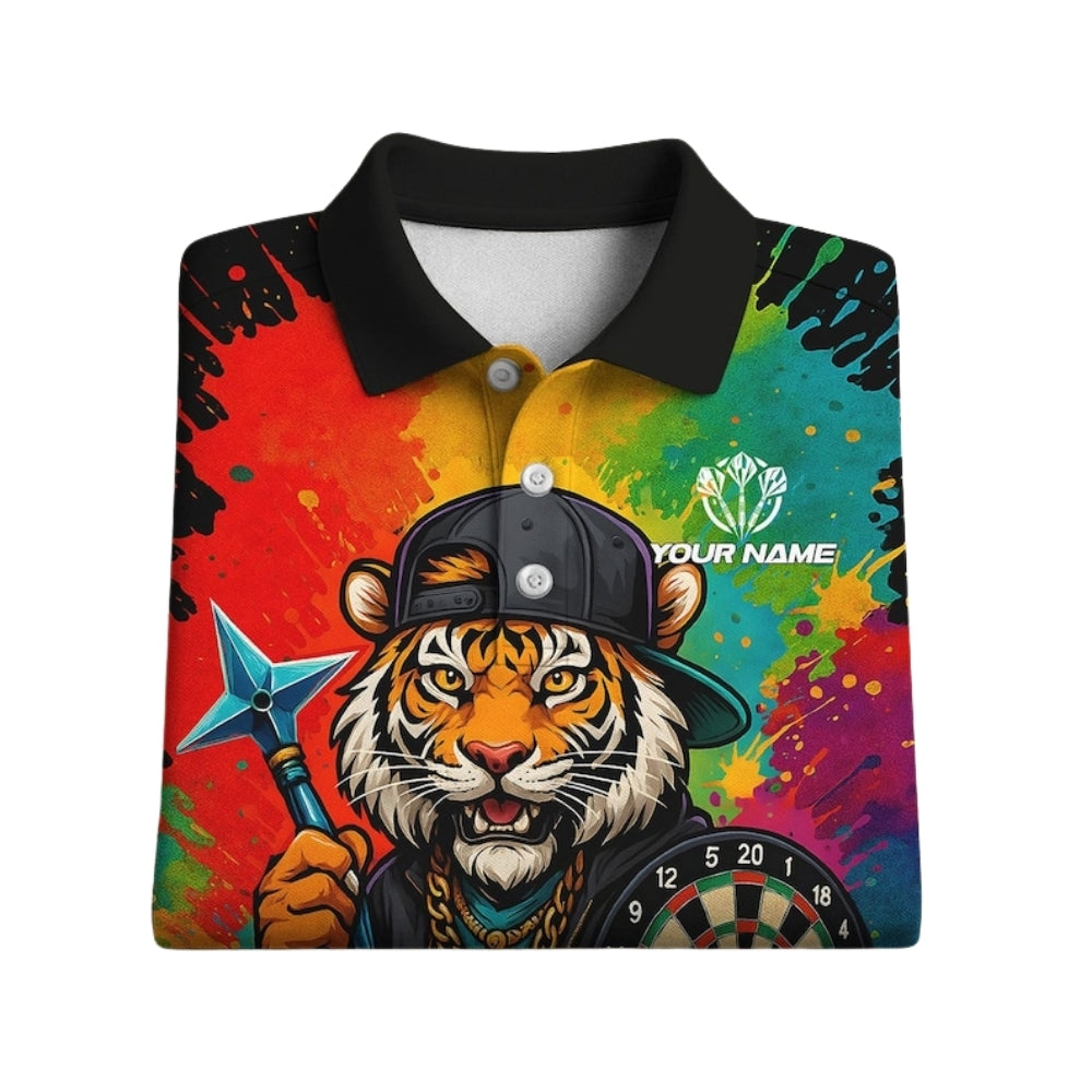 Custom Tiger Colorful Dart Polo Shirt Men, Custom Tiger Darts Shirts For Team DE0090