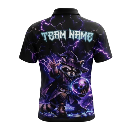 Men's Custom Raccoon Wizard Bowling Polo Shirt, Custom Raccoon Bowling Shirt For Team BZ0939