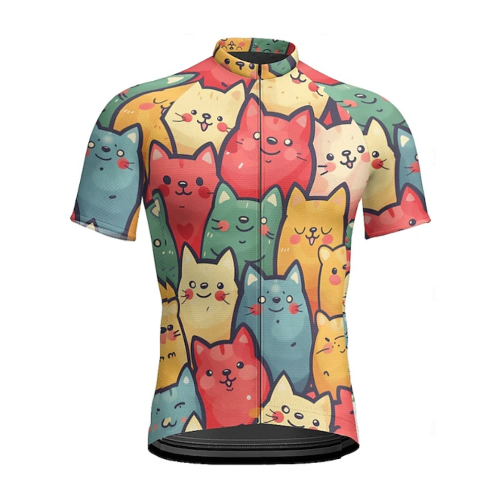 Cute Cat Cycling Short Sleeve Jersey For Men, Cat Lovers Cycling Jersey CZ0159