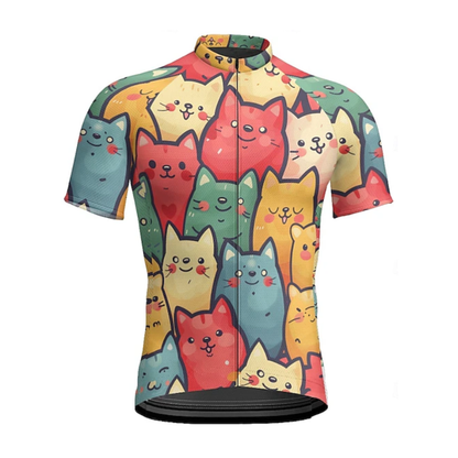 Cute Cat Cycling Short Sleeve Jersey For Men, Cat Lovers Cycling Jersey CZ0159