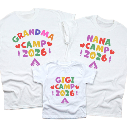 Nana Gigi Grandma Camp Custom Matching Family T Shirt, Personalized Grandma Camping Family Shirts ET1188
