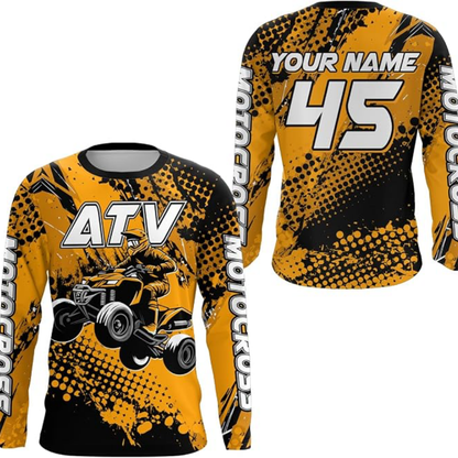 Custom ATV Racing Mens Long Sleeve Motocross Jersey Blue, Personalized ATV Dirt Bike Jerseys MZ0103