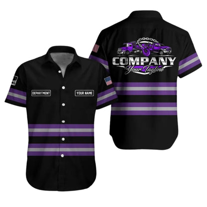 Custom Tow Truck Work Hawaiian Shirt For Men, Personalized Mechanic Hawaiian Uniform Shirts HE0155