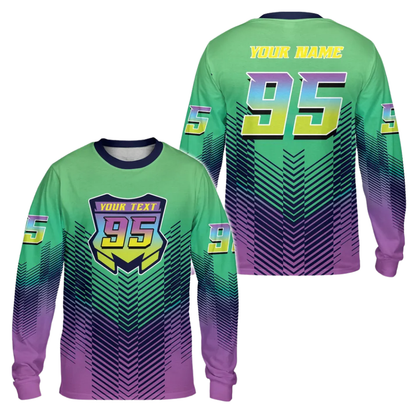 Neon Abstract Custom Dirt Bike Long Sleeve Jersey For Men, Custom Racing Dirt Bike Shirts MZ0093