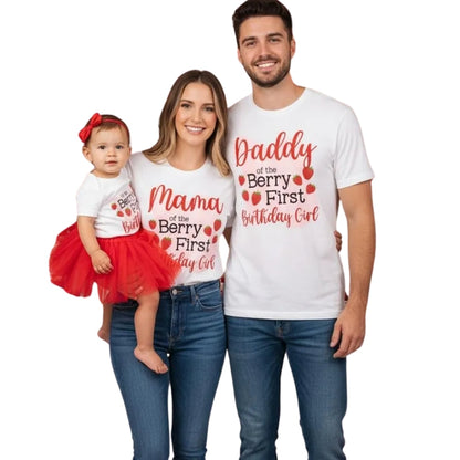 It's My Berry First Birthday Custom Matching 1st Birthday Family T Shirts, Personalized First Birthday Strawberry Shirts For Family ET0360