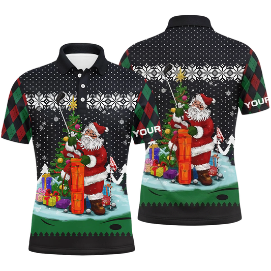Ugly Christmas Santa Custom Mens Golf Polo Shirt, Custom Xmas Golf Shirt Men GZ0340