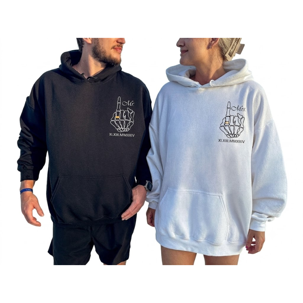 Till Death Custom Couple Skull Matching Hoodies, Custom Anniversary Couple Hoodies ET1474
