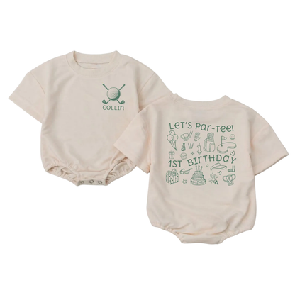 Personalized Let's Par-Tee 1st Birthday Golf Baby Tshirt Romper, Custom First Birthday Baby Romper For Golf Lover BB0038