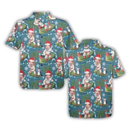 Custom Photo Christmas Tropical Hawaiian Shirt For Men Women, Custom Funny Faces Christmas Hawaiian Shirt HE0880