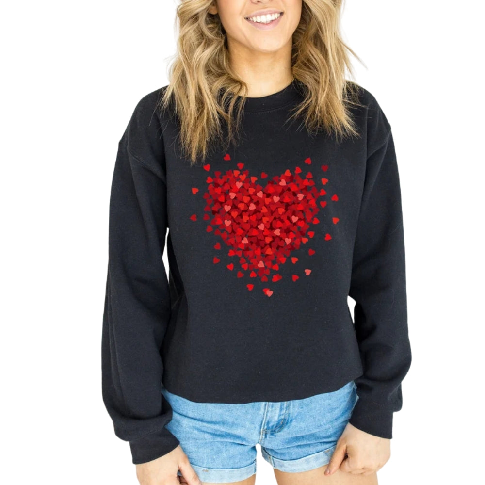 Womens Heart Sweatshirt, Valentine day Heart Sweatshirt 2D0851