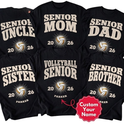 Personalized Senior Volleyball Family Matching T Shirts, Custom Volleyball Graduation Family Shirts ET0501