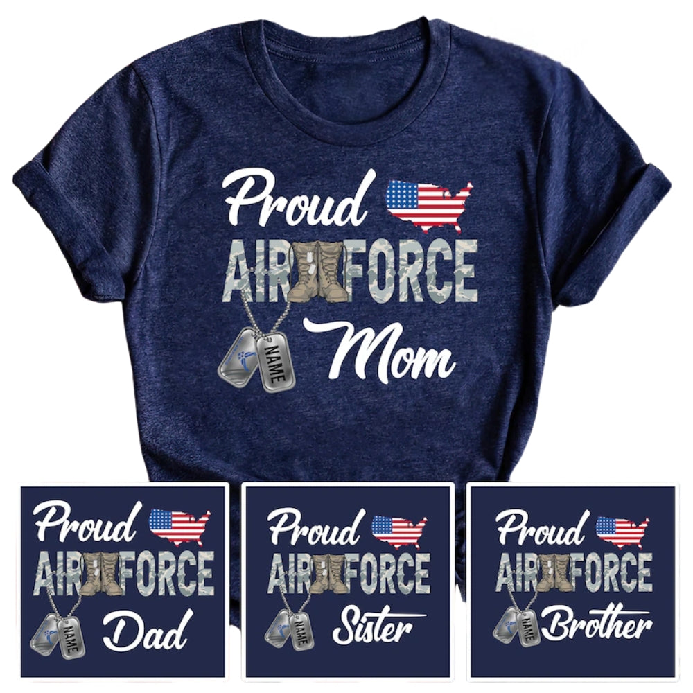 Proud Air Force Personalized Family Graduation Matching T Shirt,  Custom Air Force Family Shirts ET1004