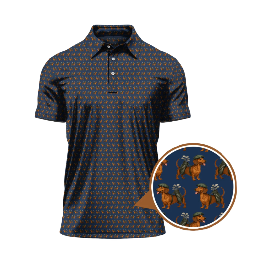 Dachshund Pattern Golf Polo Shirt For Mens, Dachshund Lover Golf Shirt GZ0406