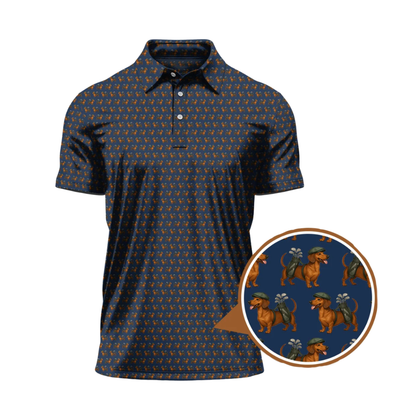 Dachshund Pattern Golf Polo Shirt For Mens, Dachshund Lover Golf Shirt GZ0406