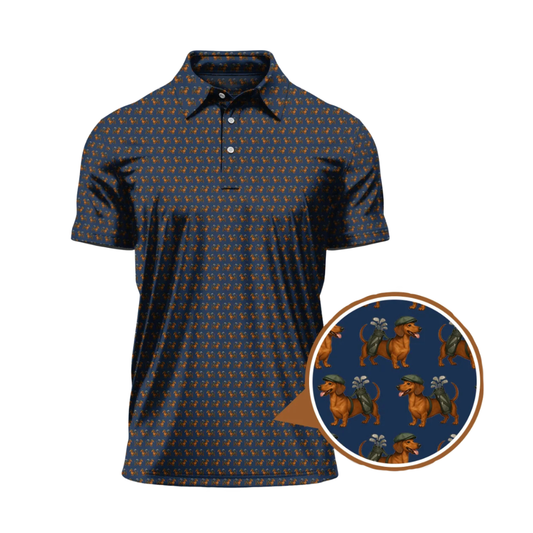 Dachshund Pattern Golf Polo Shirt For Mens, Dachshund Lover Golf Shirt GZ0406