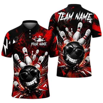 Custom Funny Ball Bowling Polo Shirt For Men, Custom Funny Bowling Team Shirt BZ0919