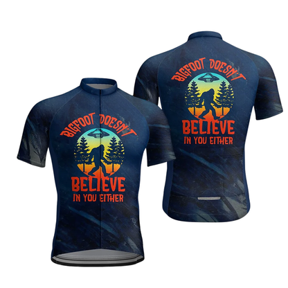 Bigfoot Doesn't Believe In You Either Short Sleeve Cycling Jersey For Men, Funny Sasquatch Cycling Jerseys CZ0154