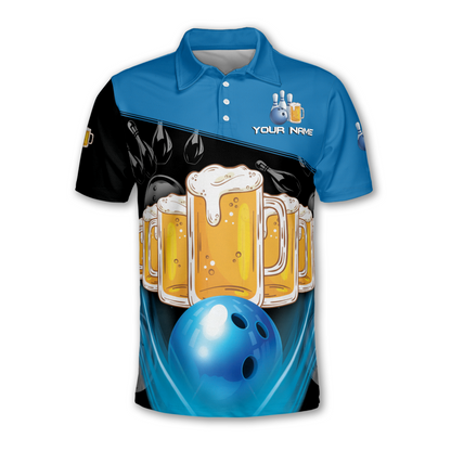 Bowling And Beer That's Why I'm Here Custom Beer Bowling Polo Shirt For Men, Custom Funny Beer Bowling Team Shirts BM0338