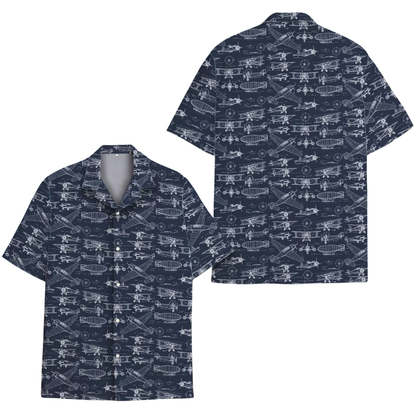 Aircraft Navy White Hawaiian Shirt For Men, Military Airplane Hawaiian Shirt HE0376