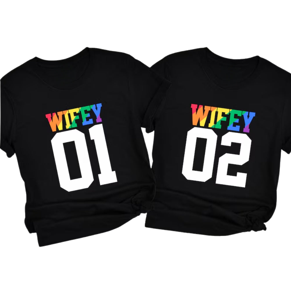 Custom Lesbian Matching Couple T Shirt, Personalized Lesbian LGBT Matching Shirts For Couples ET0772