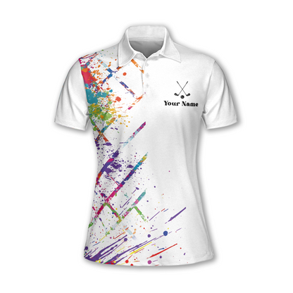 Custom Stop Looking At My Putt Golf Polo Shirt For Womens, Custom Funny Golf Shirts For Ladies GW0074
