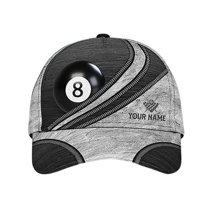 Personalized Billiard Cap For Billiard Players, Custom 3D Printed Billiard Baseball Cap CP0004