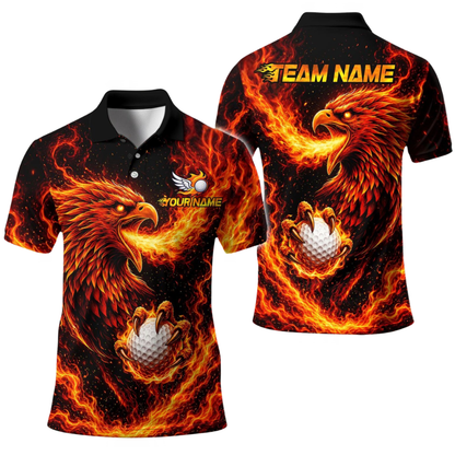 Phoenix Flaming Custom Mes Golf Polo Shirt, Custom Team Phoenix Golf Shirt GE0588