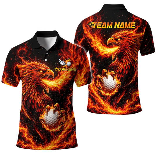 Phoenix Flaming Custom Mes Golf Polo Shirt, Custom Team Phoenix Golf Shirt GE0588