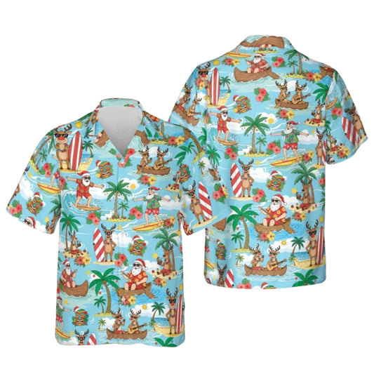 Funny Santa Tropical Hawaiian Shirt For Men And Women, Tropical Christmas Shirts ET0028