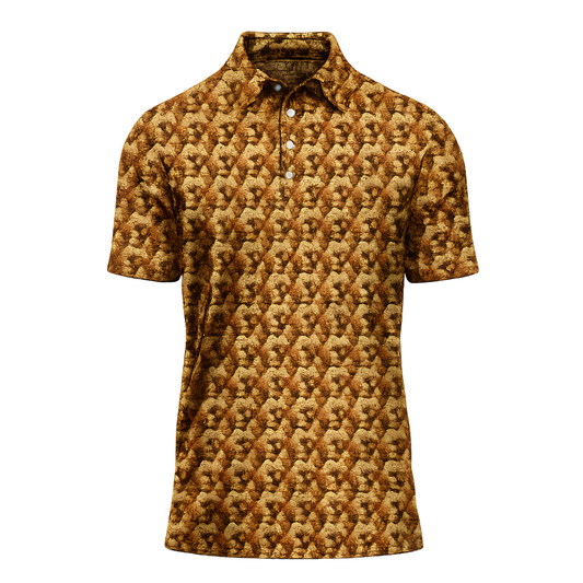 Golden Retriever Pattern Men's Golf Polo Shirt, Golden Retriever Golf Shirts GZ0277