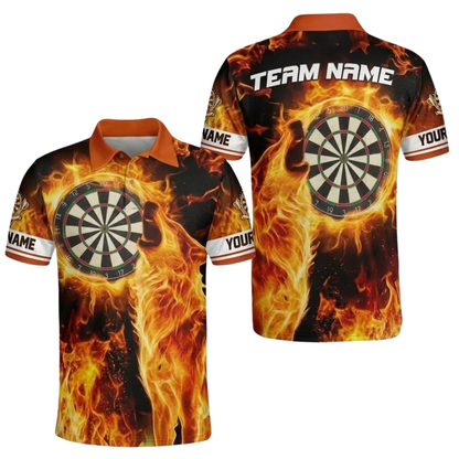 Custom Wolf Purple Flame Dart Polo Shirt For Men, Custom Wolf Team Dart Shirts DE0103