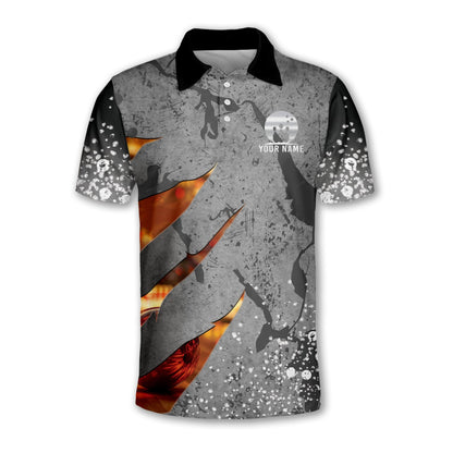 Grey Custom Team Bowling Polo Shirt For Men, Custom Bowling Team Shirts BM0311
