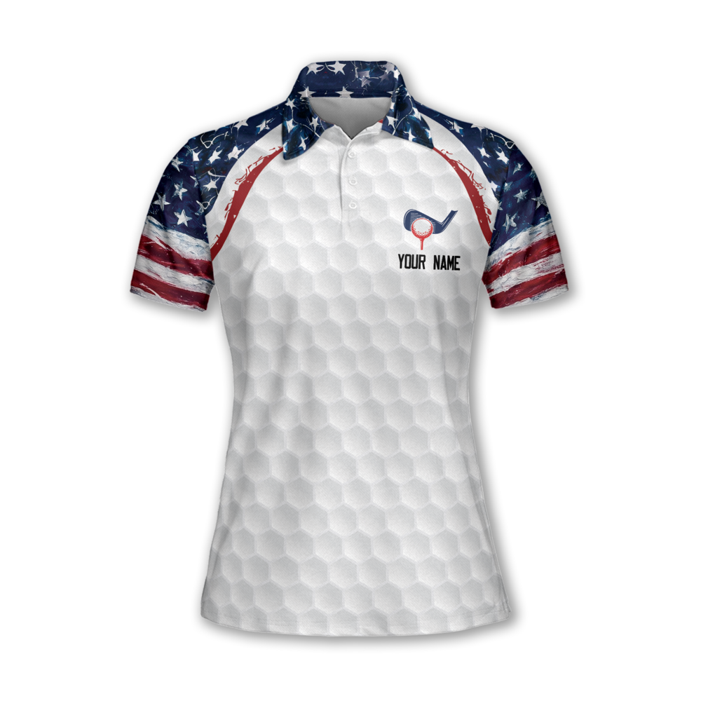 Custom American Flag Golf Polo Shirts For Women, Women's Custom Patriotic Golf Shirts GW0077