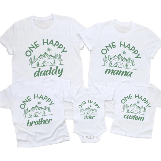 Personalized One Happy Camping Family 1st Birthday Matching Shirt, Custom Camp First Birthday Family Shirts ET1311