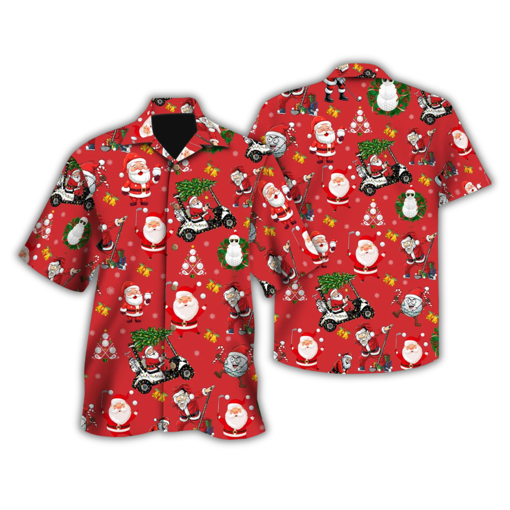 Funny Golf Santa Red Hawaiian Shirt For Men, Golf Lover Christmas Hawaiian Shirt HE0870