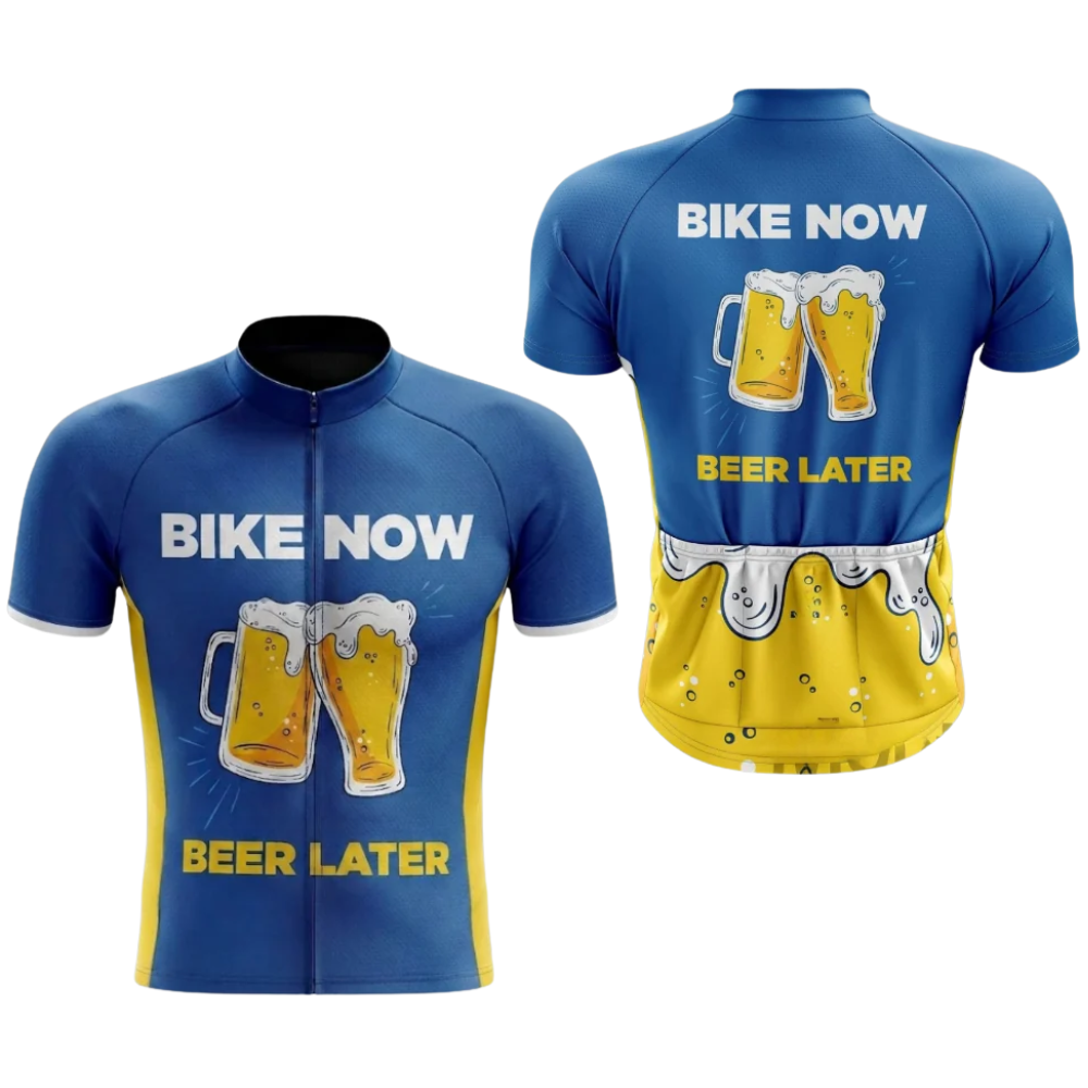 Bike Now Beer Later Cycling Short Sleeve Jersey Mens, Beer Cycling Jersey CG0880